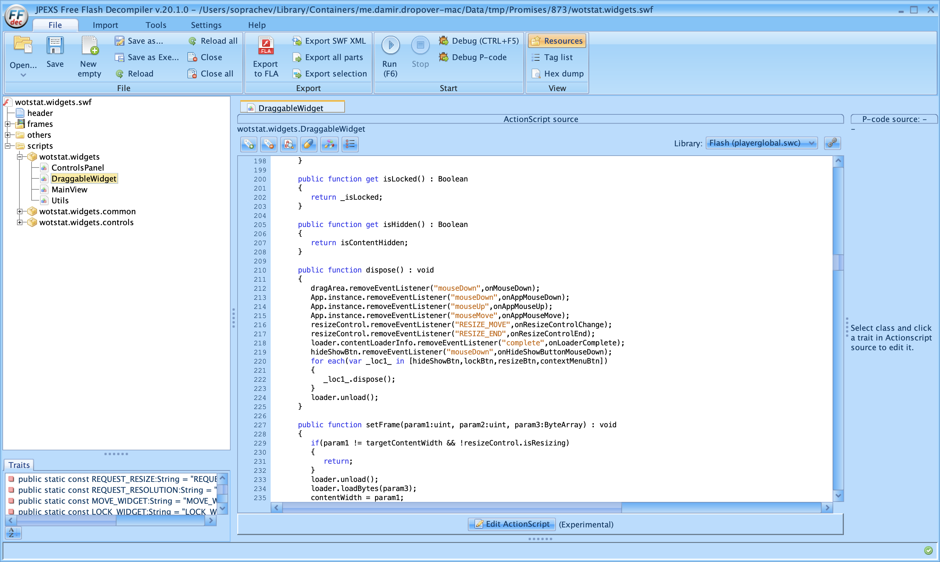 Главное окно FFDec