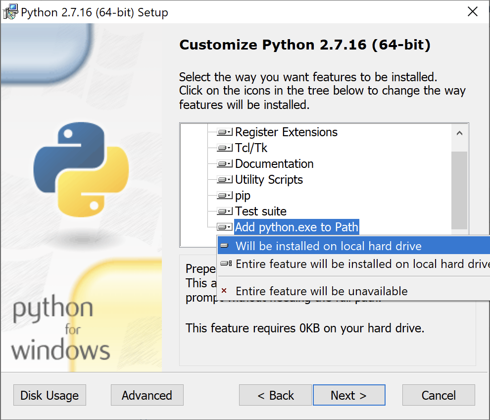 Add python.exe to Path